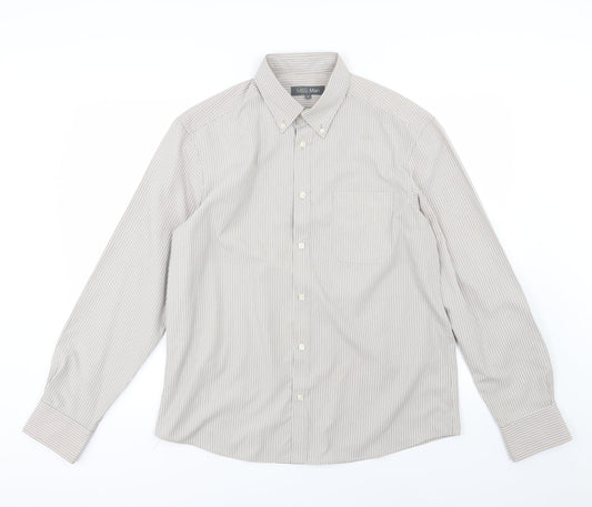 Mens UK Size M Marks and Spencer Brown  Button-Up Long Sleeve Casual Shirt
