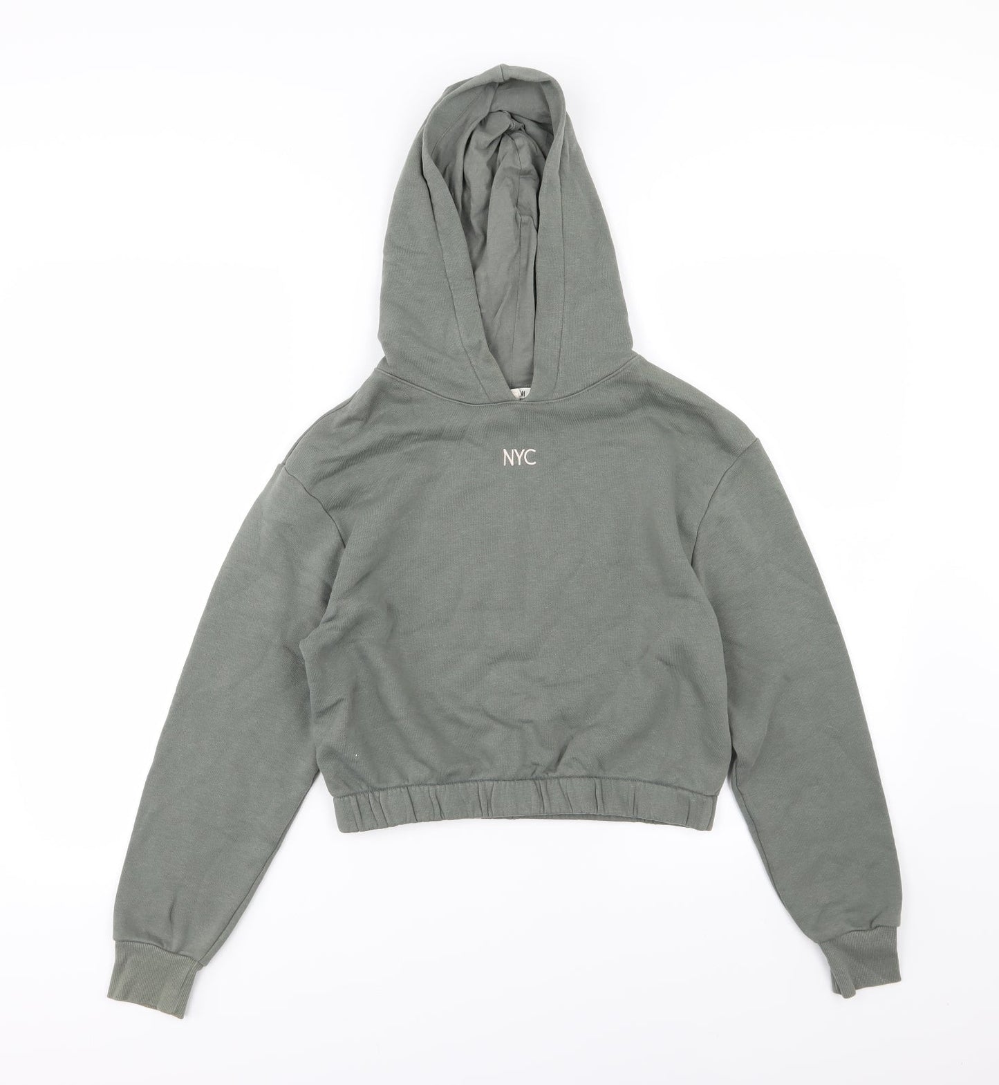 H&M Girls Green  Jersey Pullover Hoodie Size 10-11 Years  - NYC Cropped