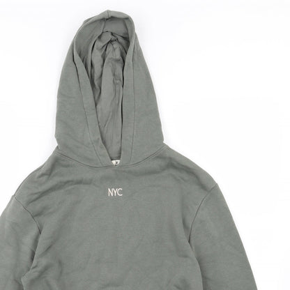 H&M Girls Green  Jersey Pullover Hoodie Size 10-11 Years  - NYC Cropped