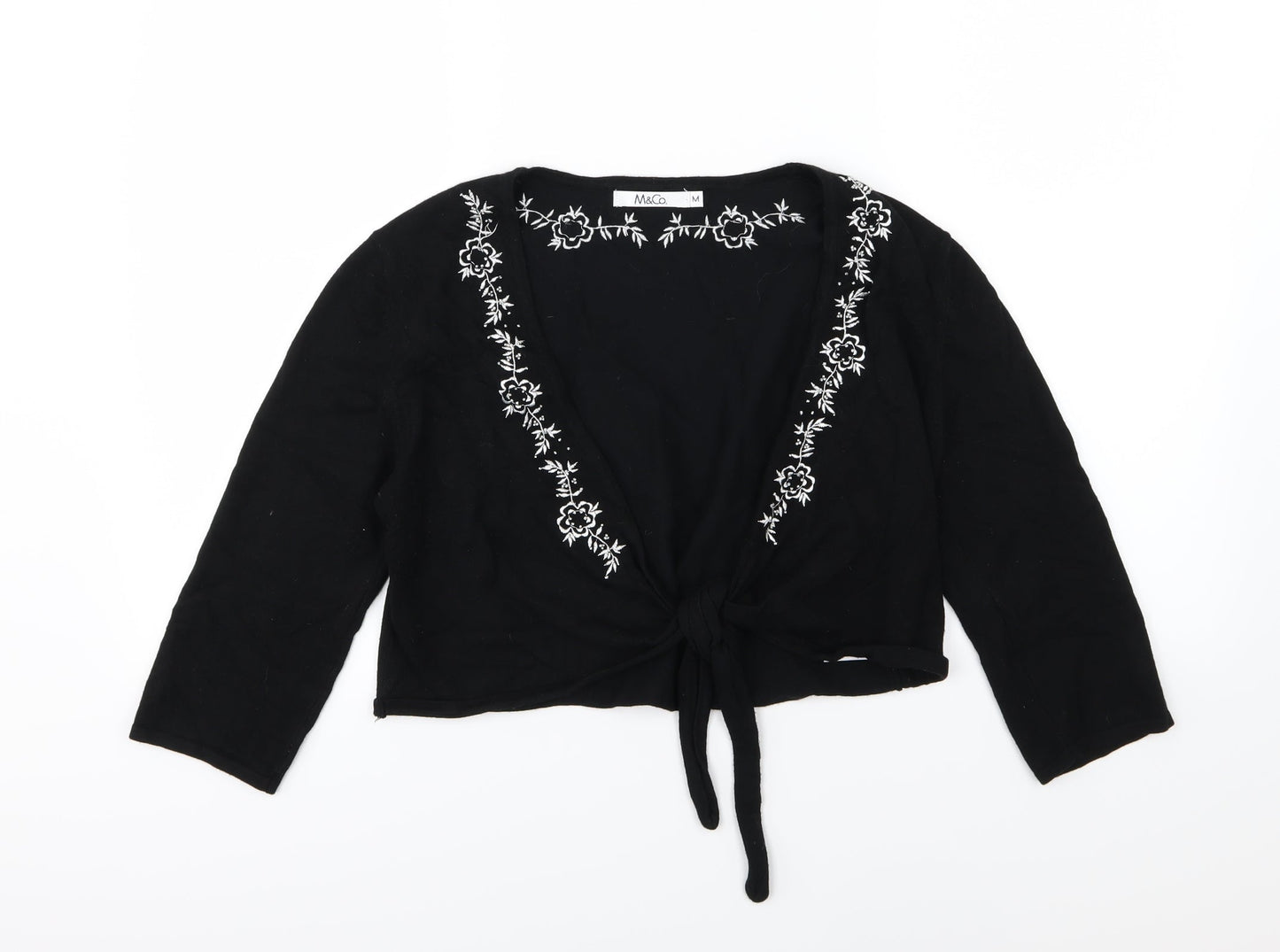 M&Co Womens  Floral Jersey Cardigan Jumper Size M