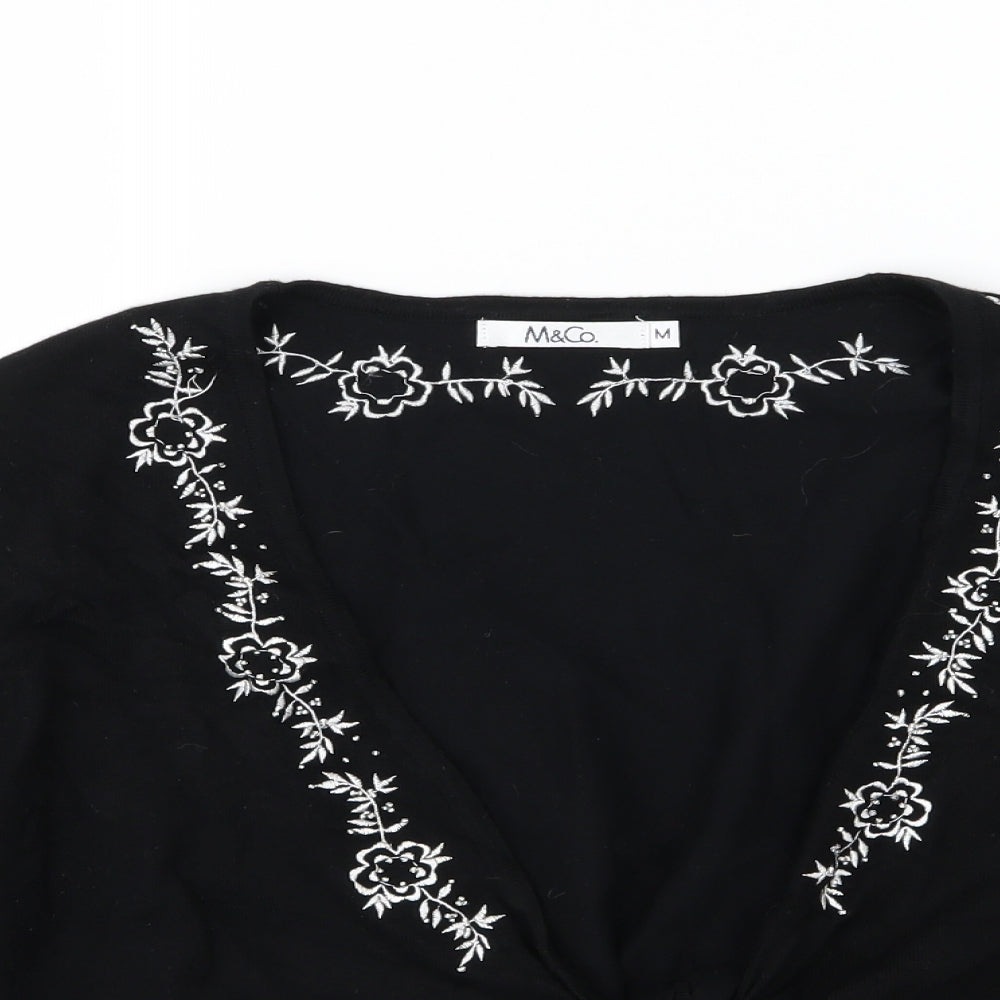 M&Co Womens  Floral Jersey Cardigan Jumper Size M