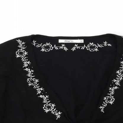 M&Co Womens  Floral Jersey Cardigan Jumper Size M