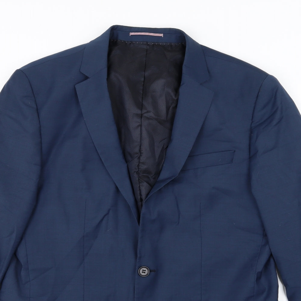 Mens UK Size 42 River Island Regular Blue Suit Jacket