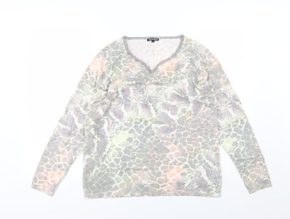 Casamia Womens Multicoloured Geometric Knit Pullover Jumper Size L