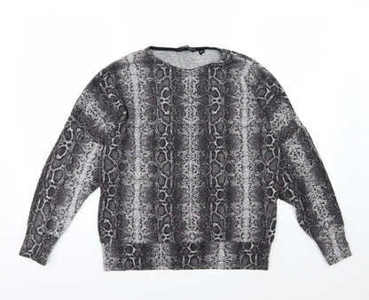 Dorothy Perkins Womens Grey Animal Print Knit Pullover Jumper Size 12