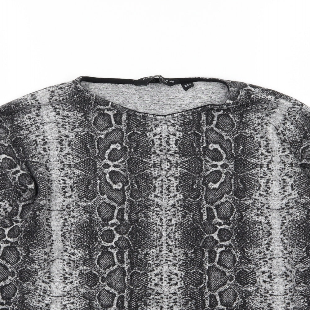 Dorothy Perkins Womens Grey Animal Print Knit Pullover Jumper Size 12