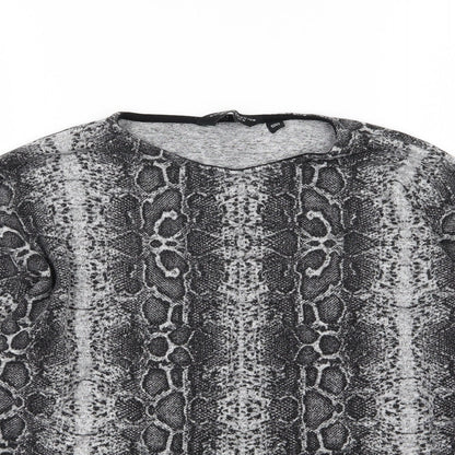 Dorothy Perkins Womens Grey Animal Print Knit Pullover Jumper Size 12