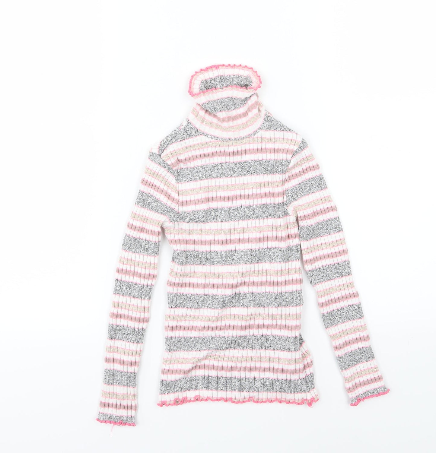 M&Co Girls Multicoloured Striped Knit Pullover Jumper Size 5-6 Years