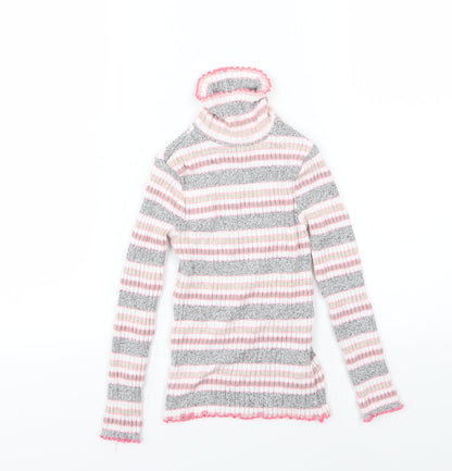 M&Co Girls Multicoloured Striped Knit Pullover Jumper Size 5-6 Years