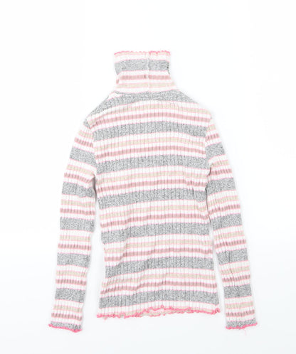 M&Co Girls Multicoloured Striped Knit Pullover Jumper Size 5-6 Years