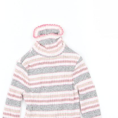 M&Co Girls Multicoloured Striped Knit Pullover Jumper Size 5-6 Years