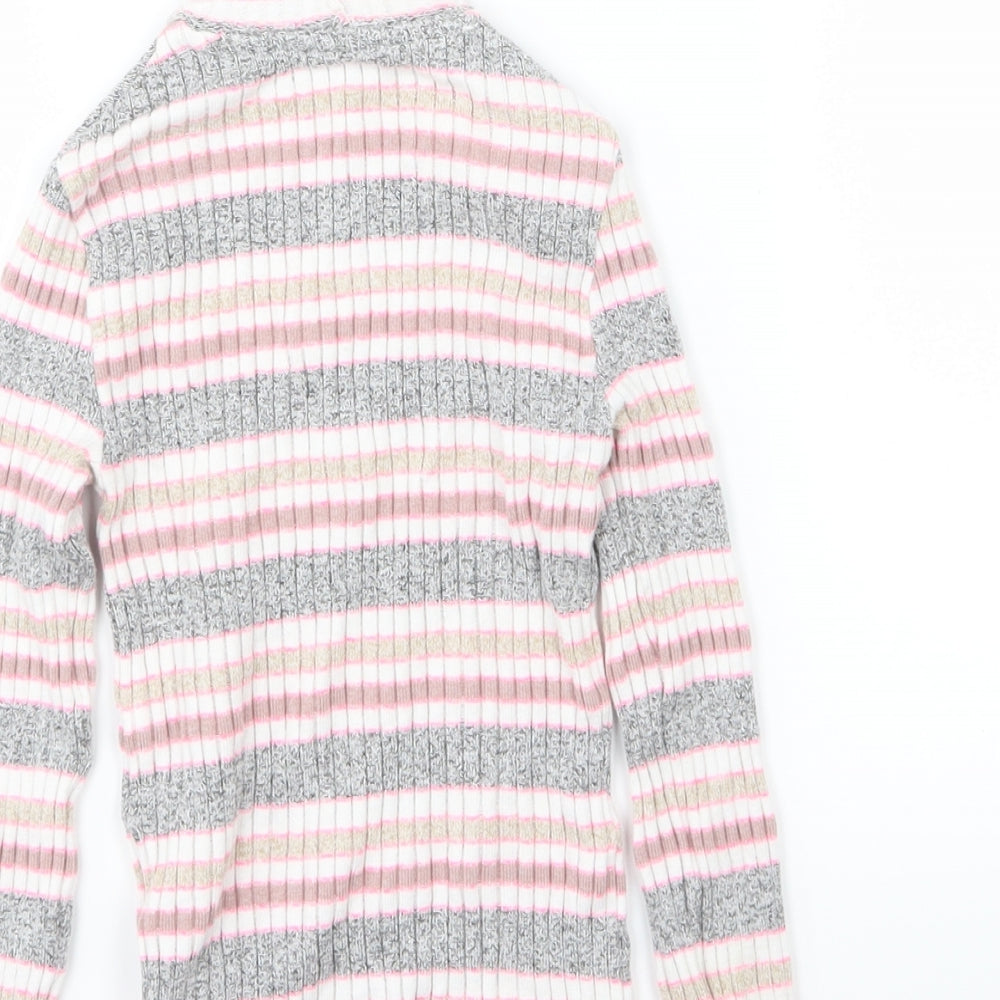 M&Co Girls Multicoloured Striped Knit Pullover Jumper Size 5-6 Years