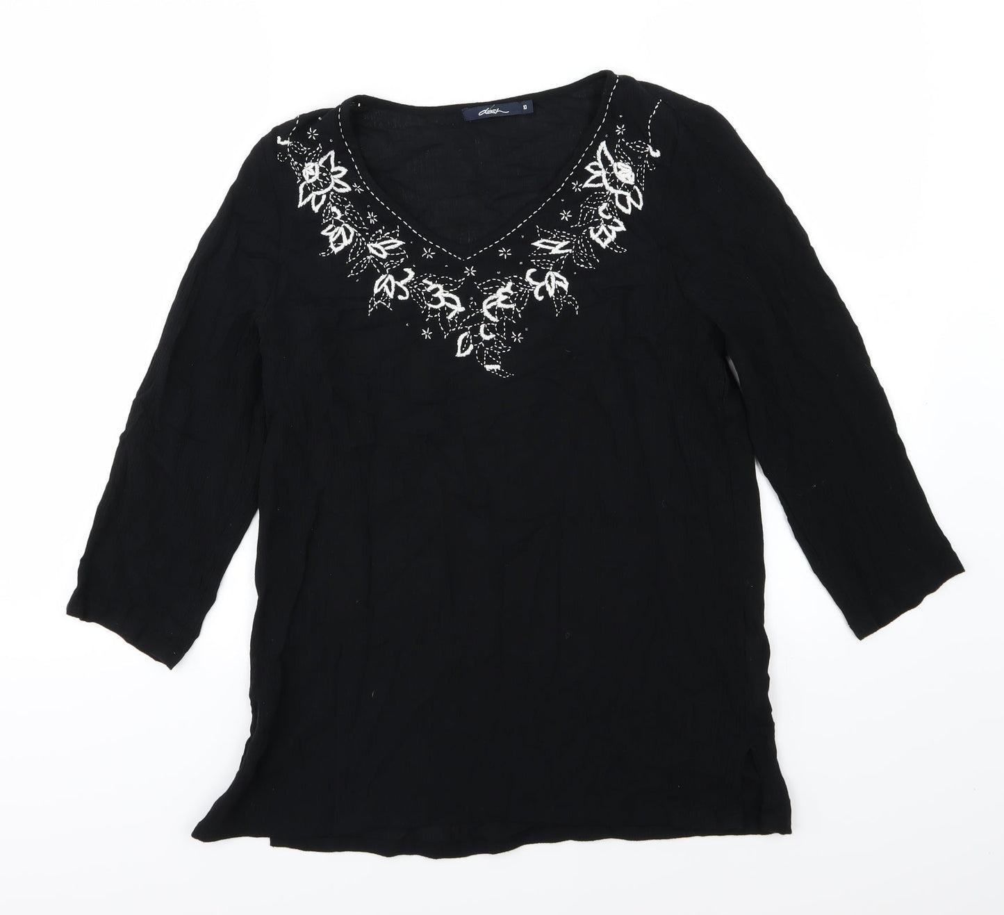 DASH Womens Black Floral  Basic Blouse Size 10