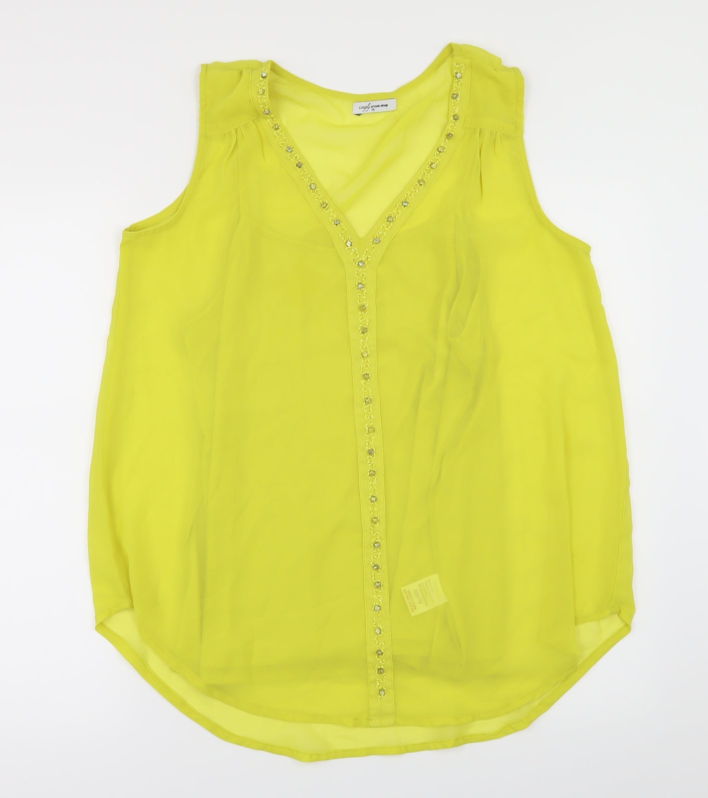 Womens UK Size 14 Simply Stock Shop Yellow Basic Blouse
