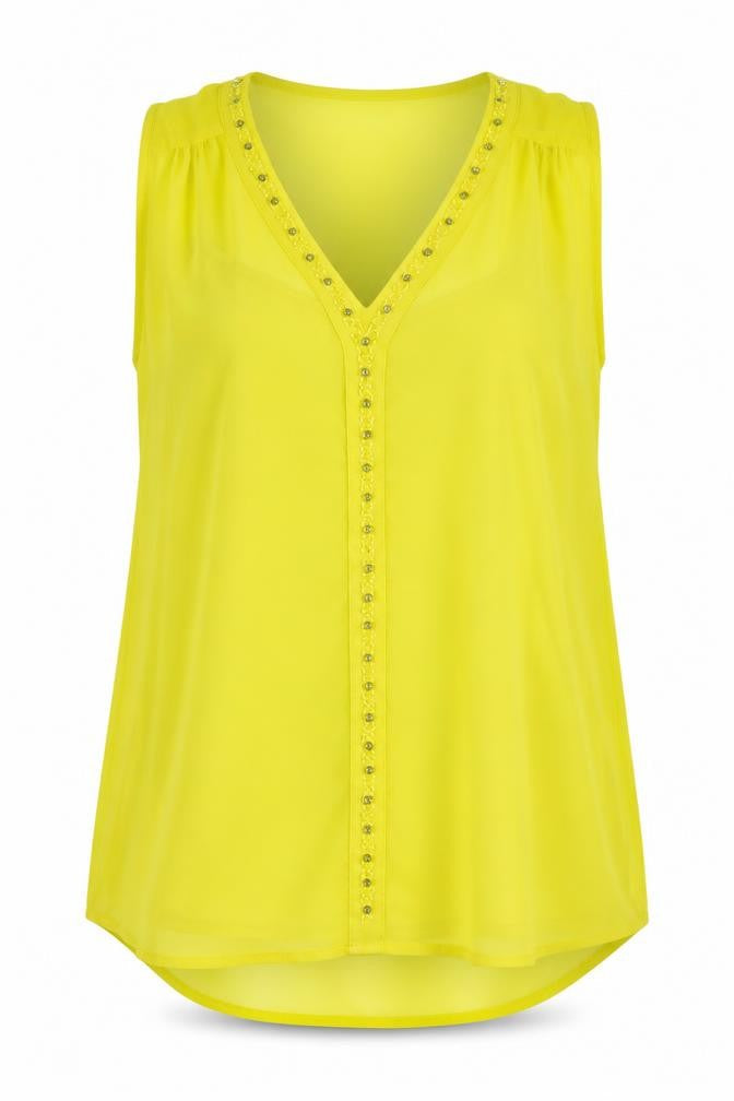 Womens UK Size 14 Simply Stock Shop Yellow Basic Blouse