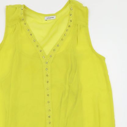 Womens UK Size 14 Simply Stock Shop Yellow Basic Blouse