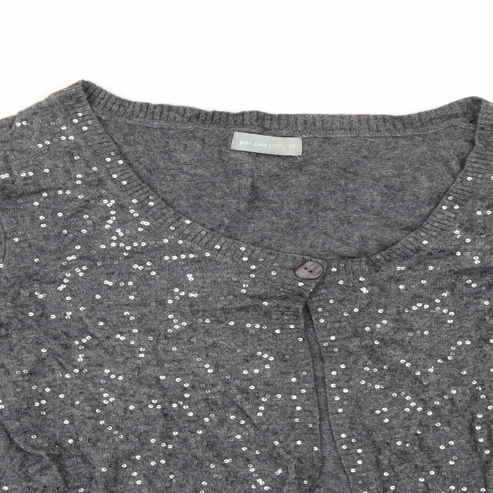 Per Una Womens Grey   Cardigan Jumper Size 12