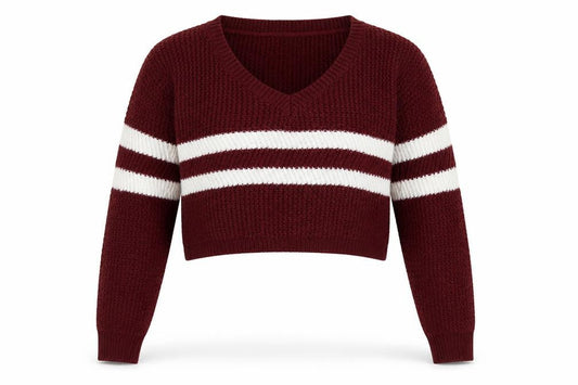 Preworn Womens Brown Striped Knit Pullover Jumper Size L  - Cropped