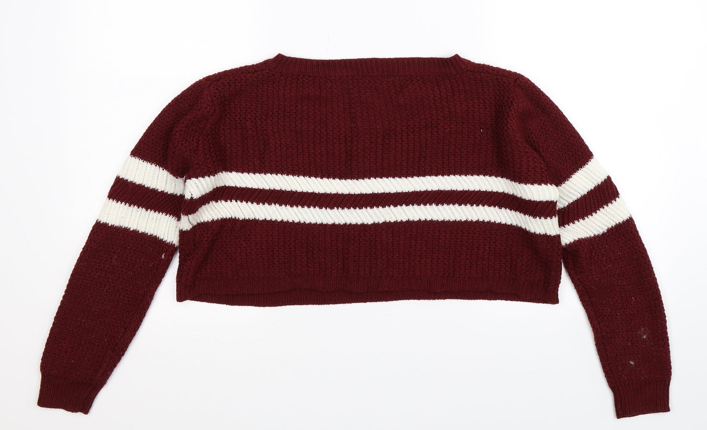Preworn Womens Brown Striped Knit Pullover Jumper Size L  - Cropped