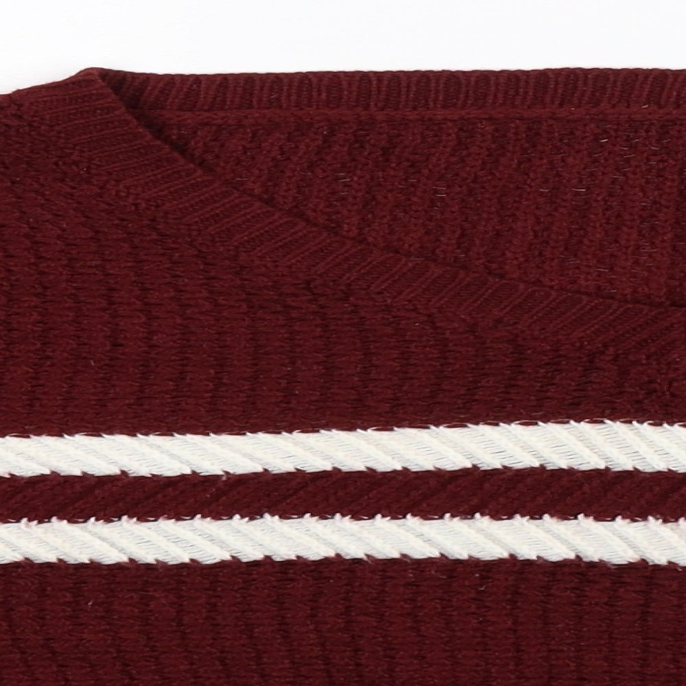 Preworn Womens Brown Striped Knit Pullover Jumper Size L  - Cropped