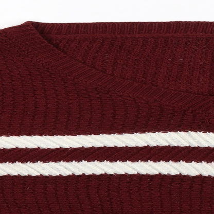 Preworn Womens Brown Striped Knit Pullover Jumper Size L  - Cropped