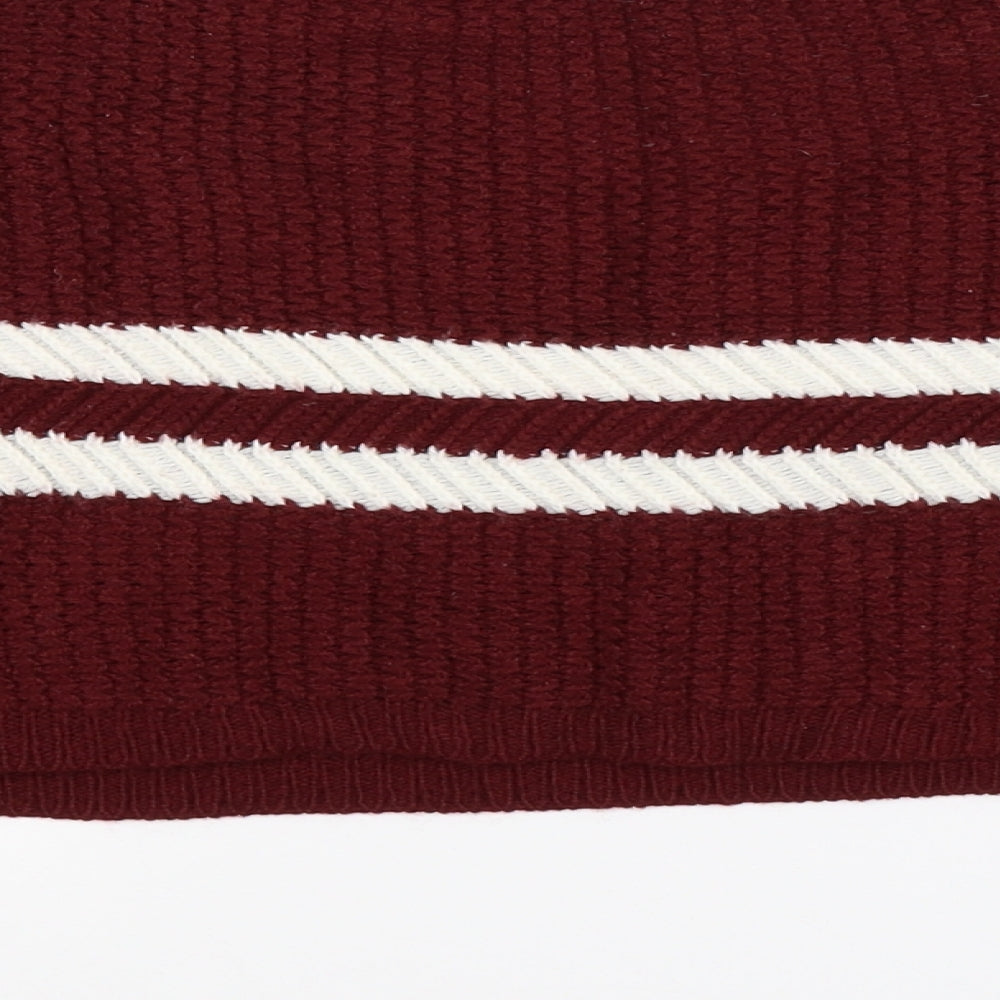 Preworn Womens Brown Striped Knit Pullover Jumper Size L  - Cropped