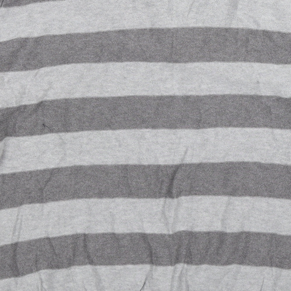 George Mens Grey Striped Knit Pullover Jumper Size XL