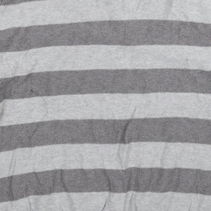 George Mens Grey Striped Knit Pullover Jumper Size XL