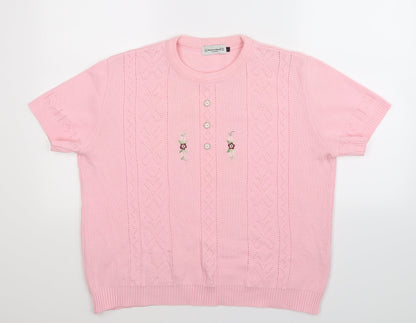Merry Gold Womens Pink  Knit Pullover Jumper Size L
