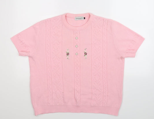 Merry Gold Womens Pink  Knit Pullover Jumper Size L