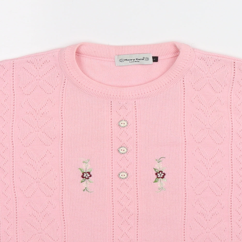 Merry Gold Womens Pink  Knit Pullover Jumper Size L