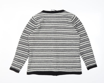 BM Womens White Striped Knit Cardigan Jumper Size M
