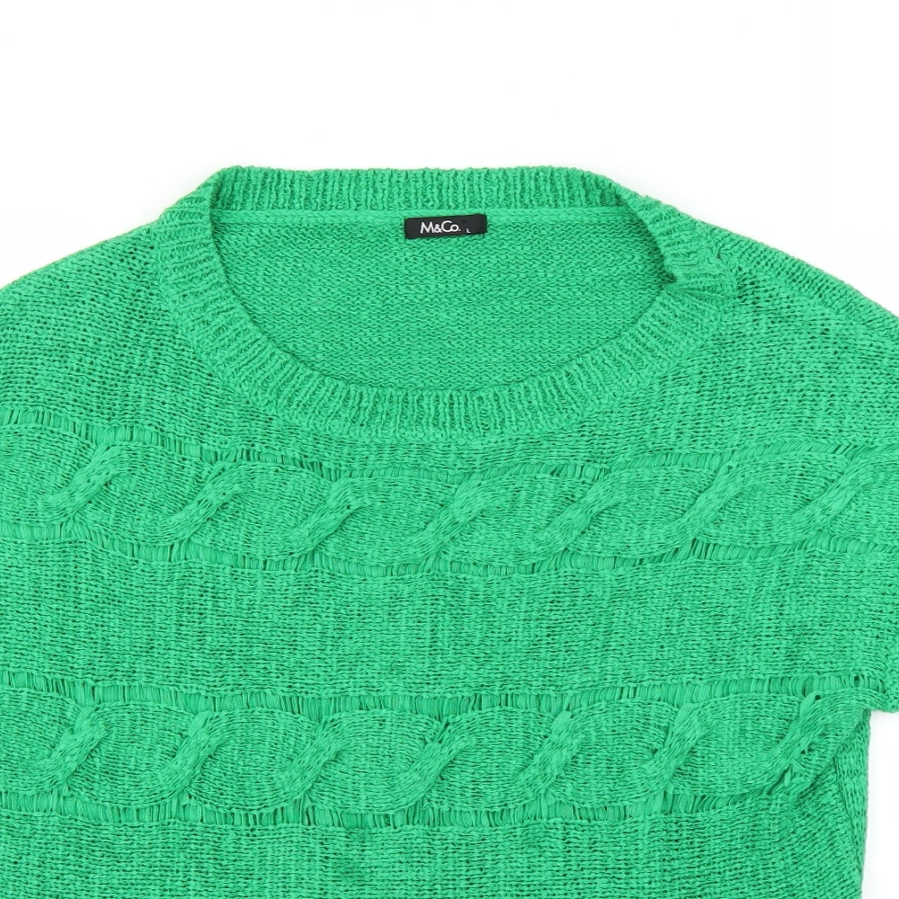 M&Co Womens Green  Knit Pullover Jumper Size L