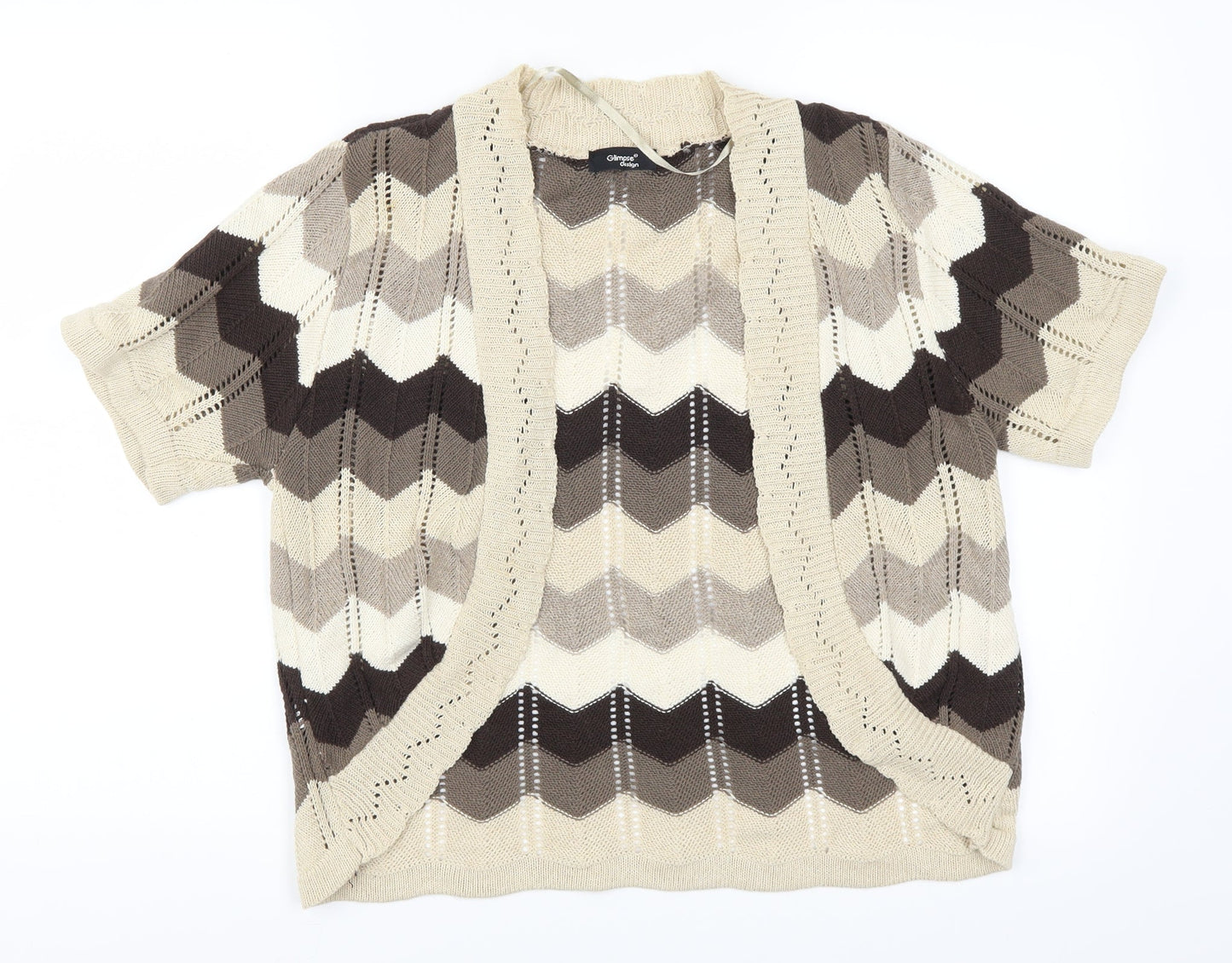 Glimpse Womens Brown Striped  Cardigan Jumper Size L