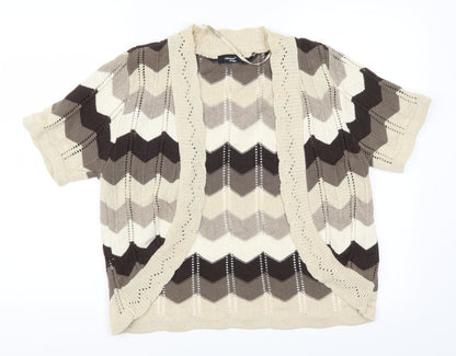 Glimpse Womens Brown Striped  Cardigan Jumper Size L