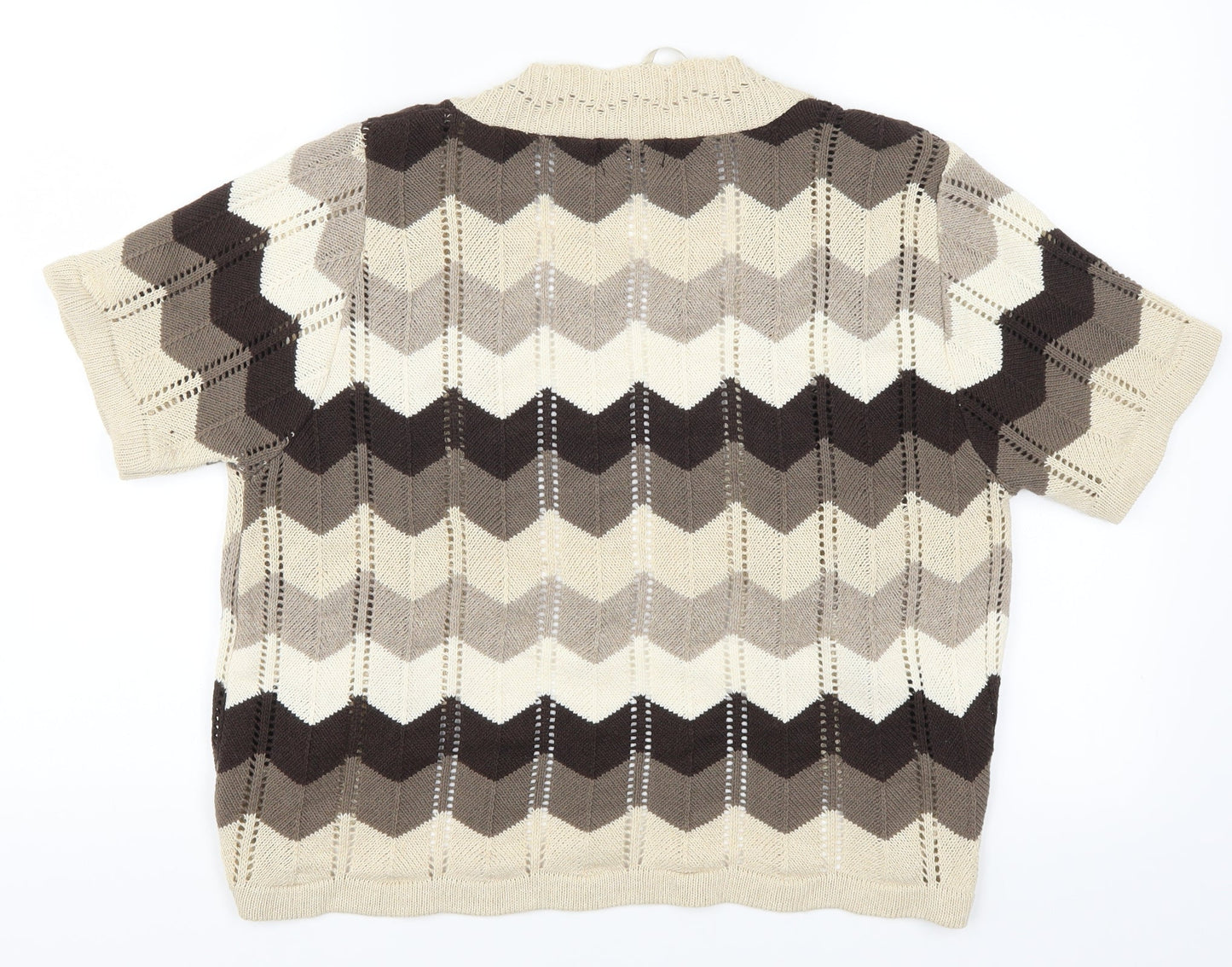 Glimpse Womens Brown Striped  Cardigan Jumper Size L