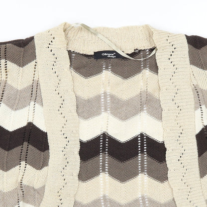 Glimpse Womens Brown Striped  Cardigan Jumper Size L
