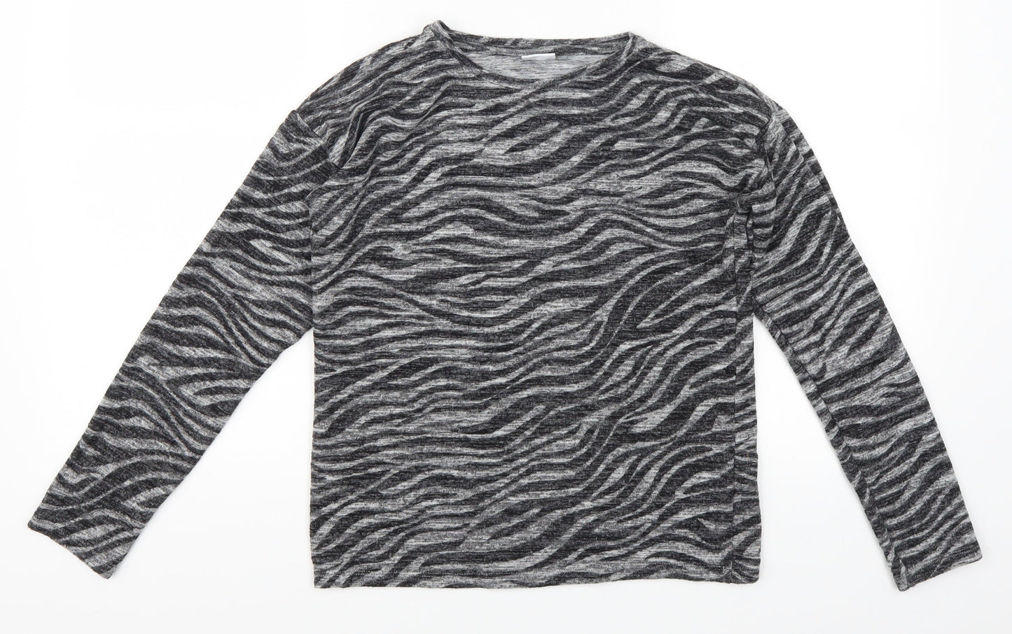 F&F Girls Grey Animal Print  Pullover Jumper Size 11-12 Years
