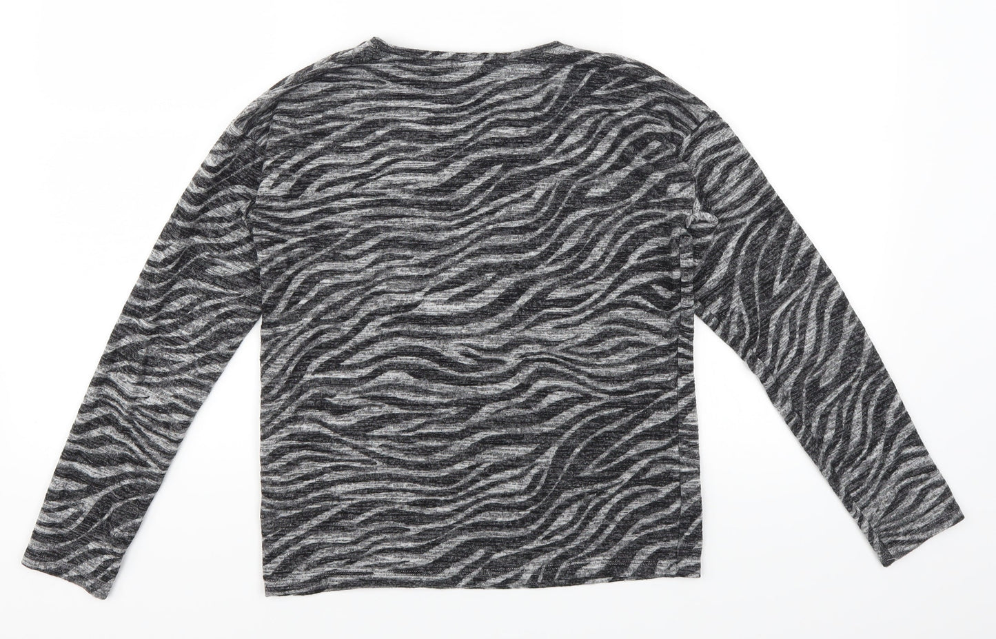 F&F Girls Grey Animal Print  Pullover Jumper Size 11-12 Years