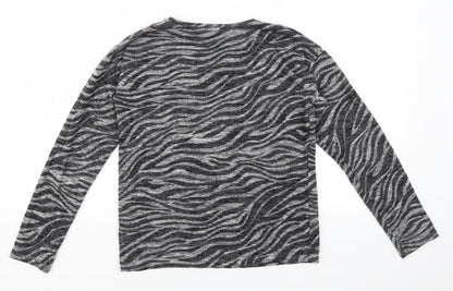 F&F Girls Grey Animal Print  Pullover Jumper Size 11-12 Years
