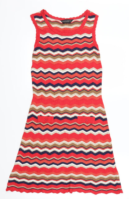 Dorothy Perkins Womens Red Striped  A-Line  Size 8