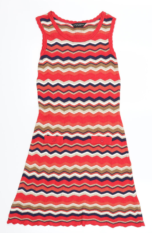Dorothy Perkins Womens Red Striped  A-Line  Size 8