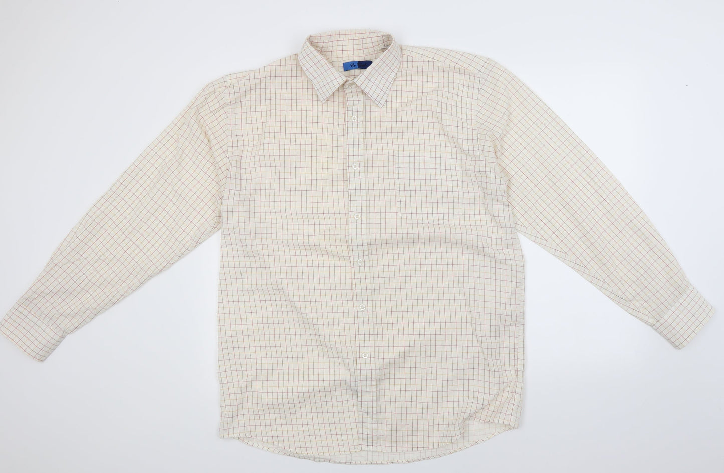 Mens UK Size L Ex Club Ivory  Button-Up Long Sleeve Casual Shirt