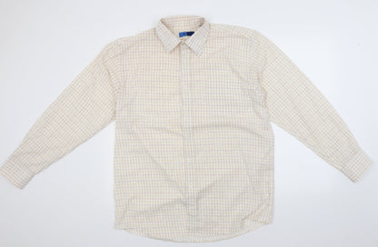 Mens UK Size L Ex Club Ivory  Button-Up Long Sleeve Casual Shirt
