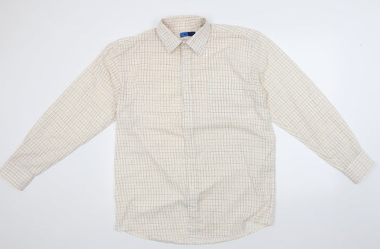 Mens UK Size L Ex Club Ivory  Button-Up Long Sleeve Casual Shirt