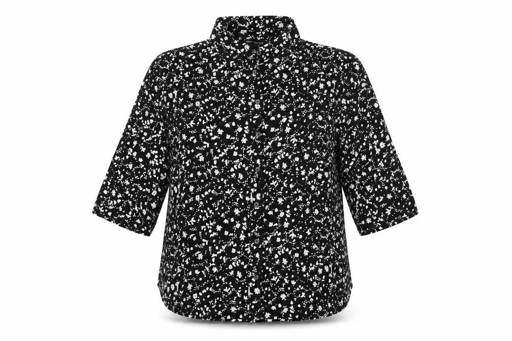 Next Womens Black Floral  Basic Button-Up Size 6