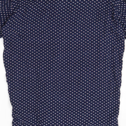 Native Youth Womens Blue Polka Dot  Basic Button-Up Size S