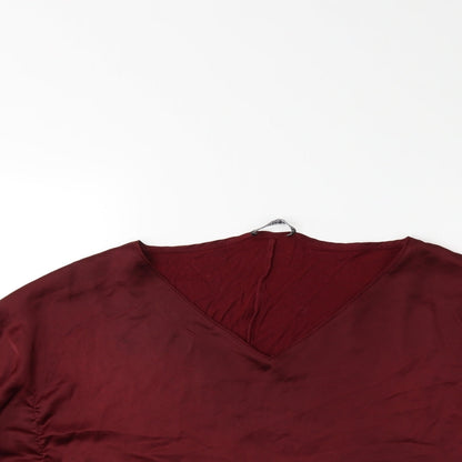 Womens UK Size L Mango Red Basic Blouse