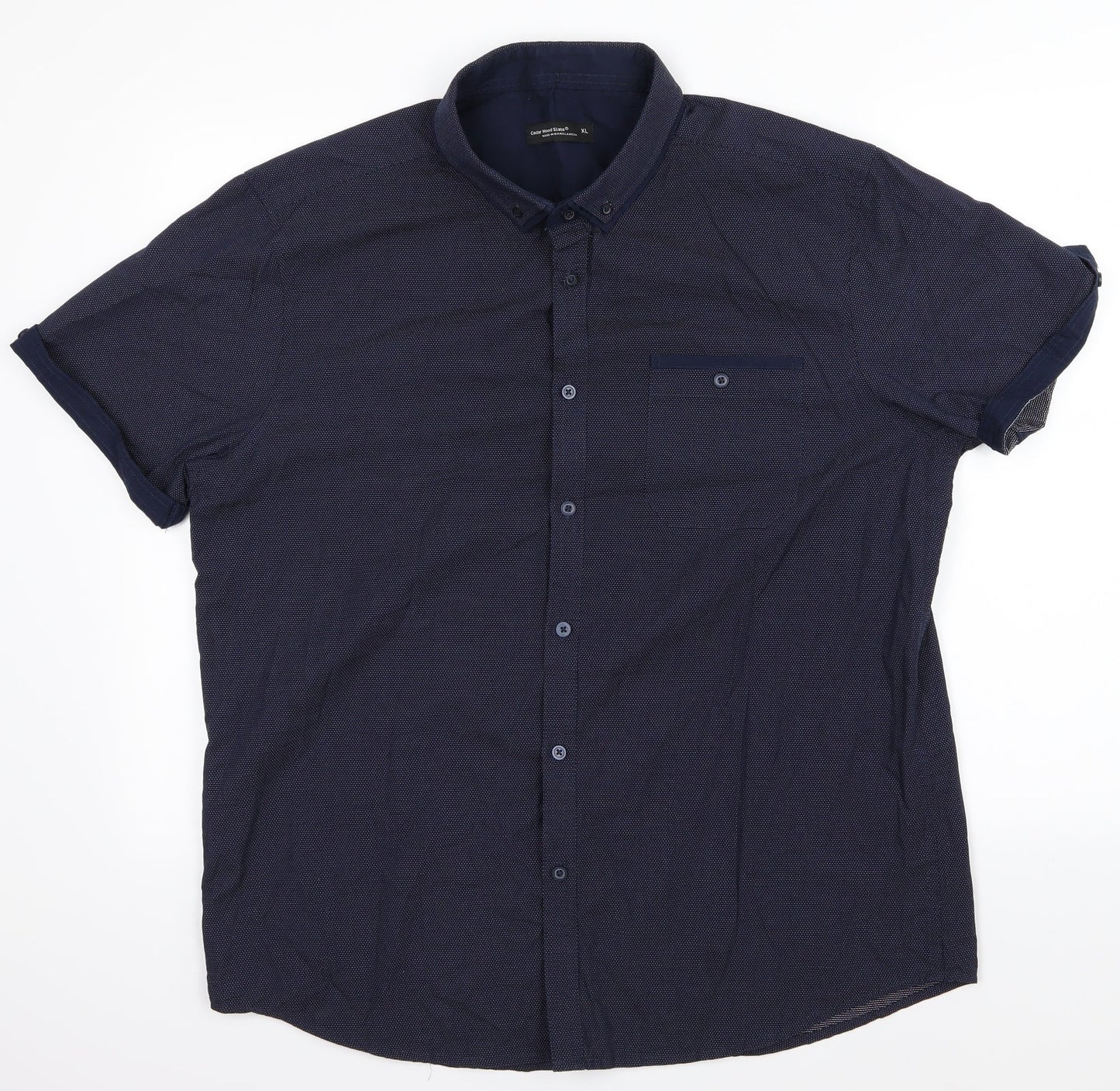 Mens UK Size XL Cedar Wood State Blue  Button-Up Short Sleeve Casual Shirt