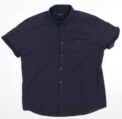 Mens UK Size XL Cedar Wood State Blue  Button-Up Short Sleeve Casual Shirt